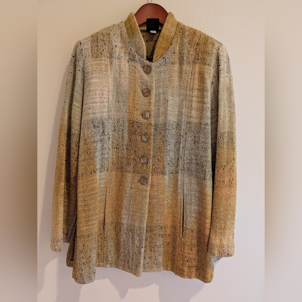 Candiss Cole Art To Wear Vintage SILK Woven Fabric Longline Jacket Small